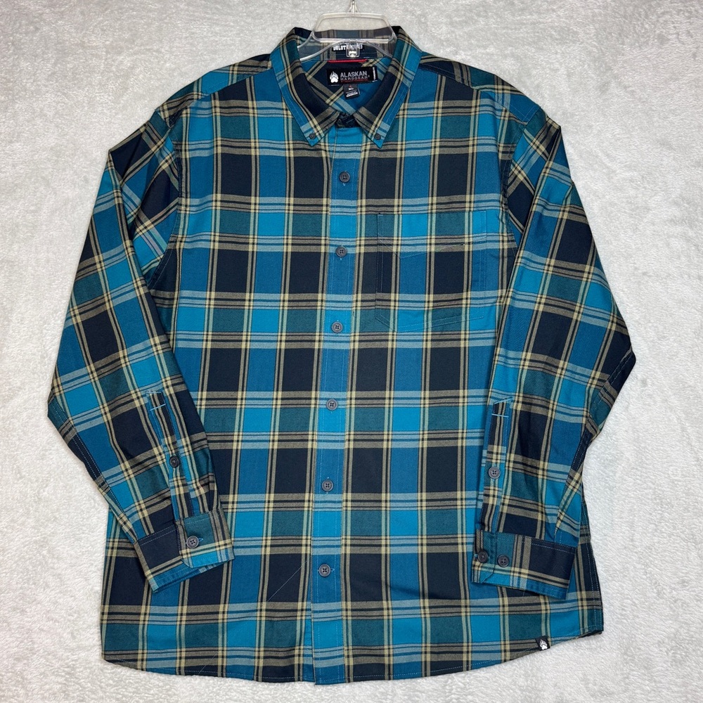 Duluth Untucked Alaskan Hardgear Mens Wool Shirt Size XL Blue Plaid Flannel